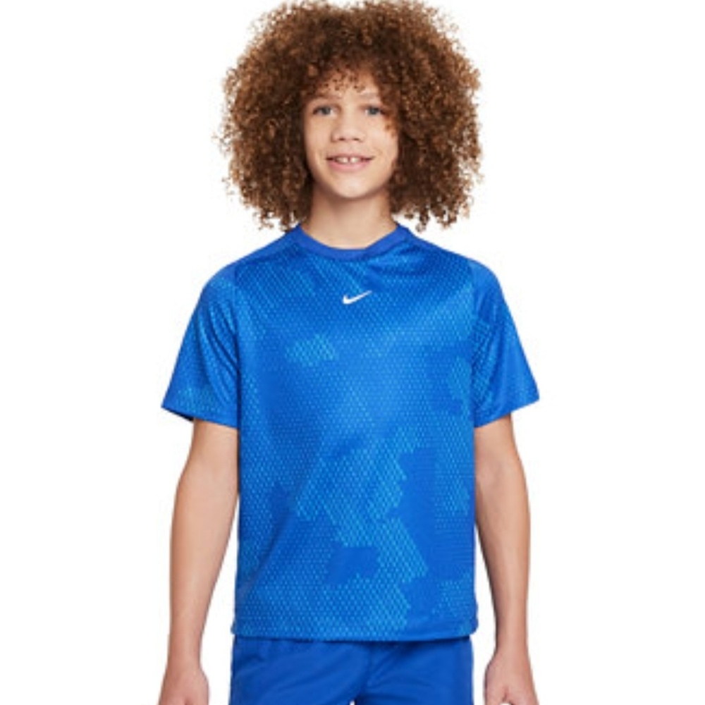 Nike Boys Dry-Fit Blue Patterned Tee